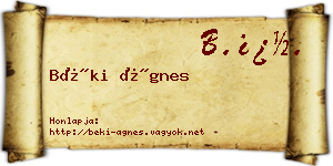 Béki Ágnes névjegykártya